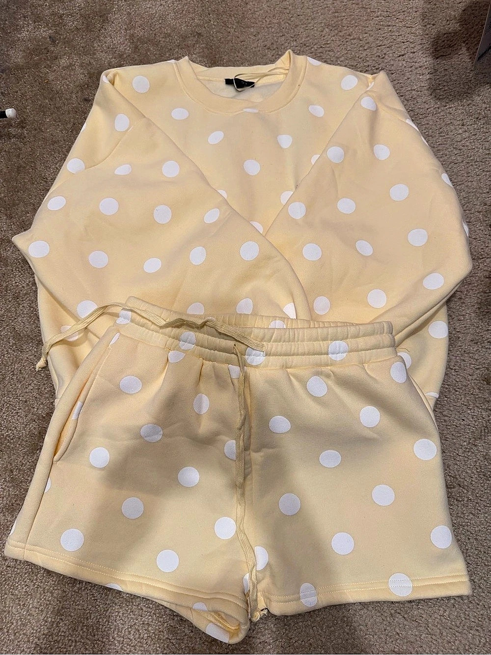 Papermoon Polka Dot Fleece Set Yellow & White Two-Piece